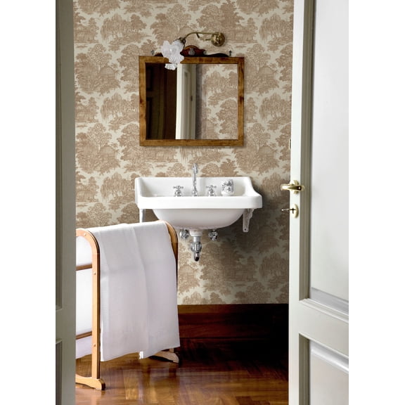 Rust Timeless Garden Toile Print Non Woven Non-Pasted Textured Wallpaper 57 Sq. Ft.