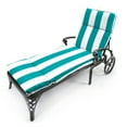 thumbnail image 3 of Jordan Manufacturing 75.5" x 22" Awning Turquoise Stripe Rectangular Outdoor Chaise Lounge Cushion with Ties, 3 of 11