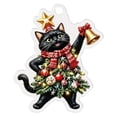 thumbnail image 2 of Cat Ornament, Funny Black Cat with Golden Bell Christmas Ornament,Novelty Acrylic Hanging Decor, Pet‑Themed Xmas Gift for Cat Parents Holiday Tree Decoration, 2 of 7