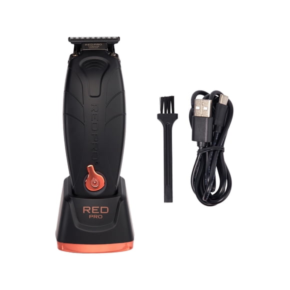 RED Pro - Recortadora de pelo profesional inalámbrica para hombres, eléctrica, recargable, inalámbrica, para barberos y estilistas, hoja en T recubierta de carbono tipo diamante con cero espacios (neg