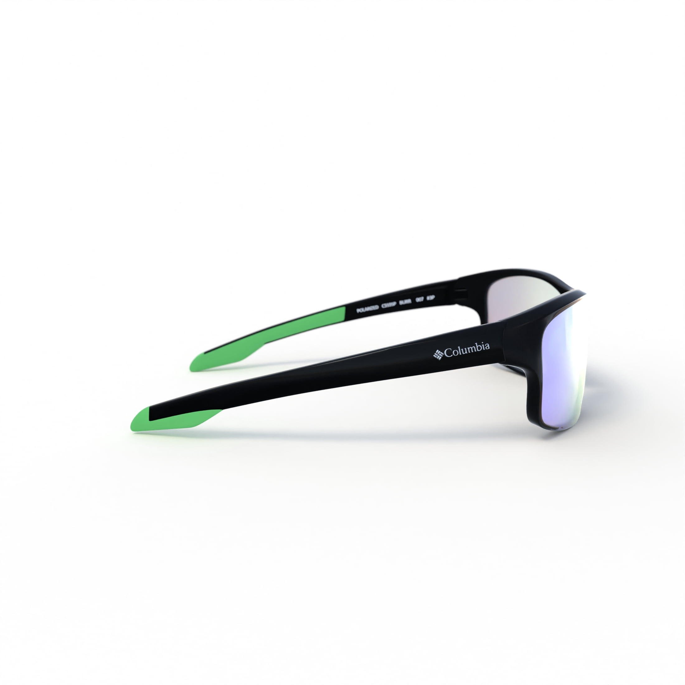 Columbia Burr C559SPG 007 Wrap Sunglasses Shiny Black Frame & Green Mirror Polarized Lens