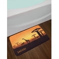 thumbnail image 2 of Safari Bath Mat, Sunset a Giraffe Ostrich Hippo Adventure Exotic Pastoral Wilderness, Plush Bathroom Decor Mat with Non Slip Backing, 29.5" X 17.5", Dark Brown Apricot, by Ambesonne, 2 of 2