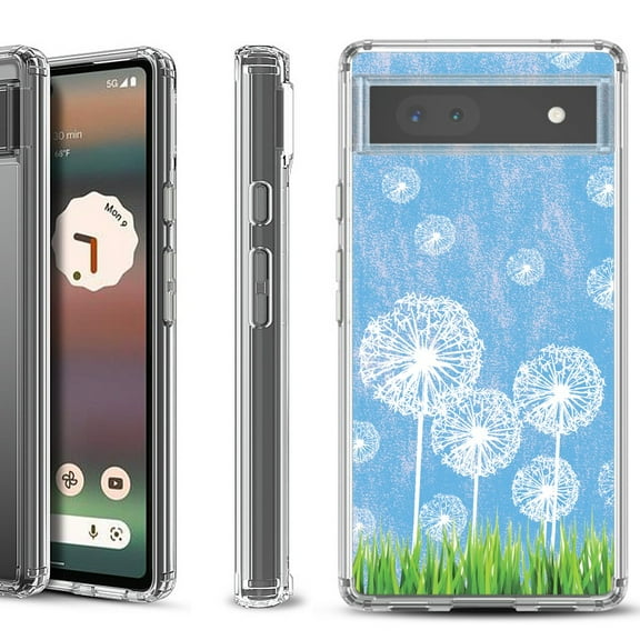 Shockproof Bumper Phone Case for Google Pixel 6a, by OneToughShield ® - Dandelion Sky