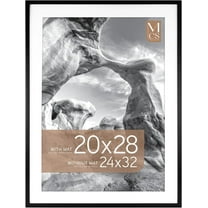 MCS Everline Collection 24x32 Poster Frame, Display Pictures 20x28 With Mat or 24x32 Without Mat, Vertical & Horizontal Wall Hanging Large Picture Frame for Photos & Posters, Black (1-Pack)