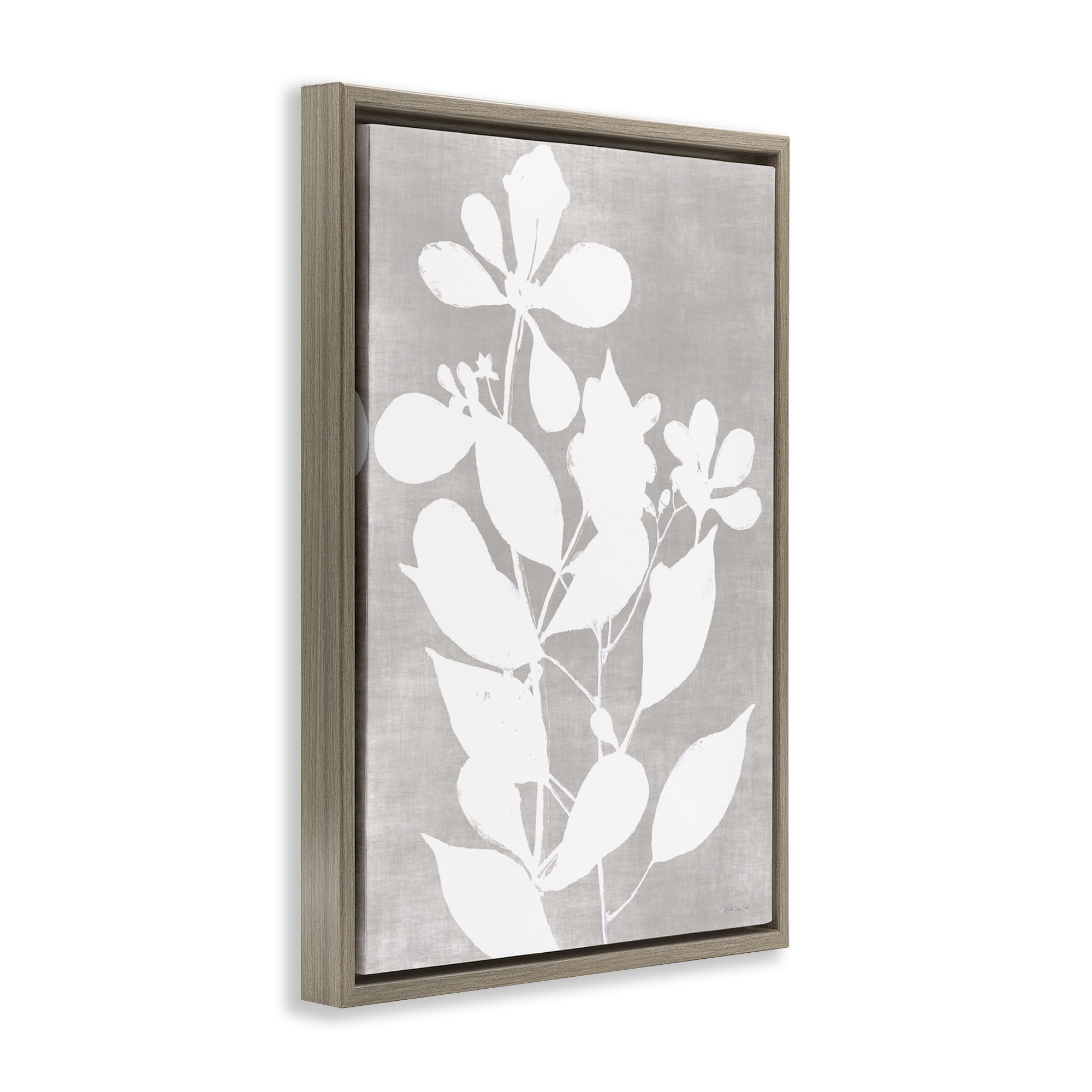 Stupell Industries Minimalist Foliage Impression Brown Framed Floater Canvas Wall Art, design by Stellar Design Studio