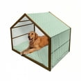 thumbnail image 1 of Aqua Pet House, Square Rhombus Lines with Torn Paper Effect Pattern in Fresh Spring Colors, Outdoor & Indoor Portable Dog Kennel with Pillow and Cover, 5 Sizes, Turquoise Yellow White, by Ambesonne, 1 of 4