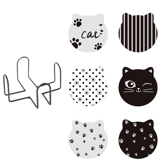 Juego de 6 posavasos, protectores de escritorio, para colocar tazas y tazas, con portavasos, posavasos redondos de piedra cerámica, con base de corcho.