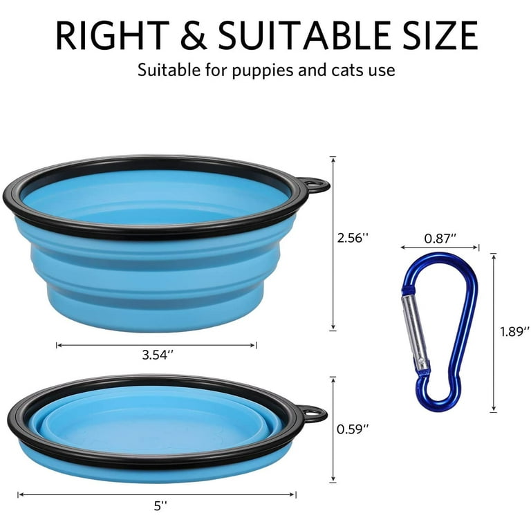 Collapsible Dog Bowl, Portable Travel Dog Bowl with Carabiner