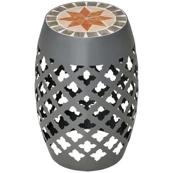 Outsunny Decorative Garden Stool Outdoor Side Table Footstool Plant Stand