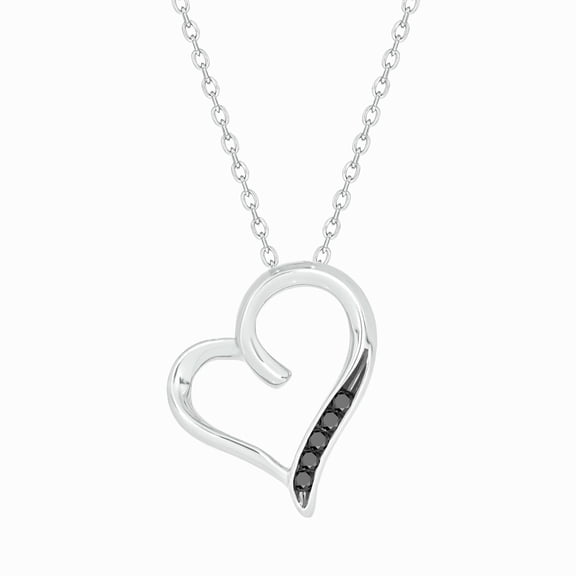 Cali Trove Black Diamond Heart Necklace 1/20 Ct in 925 Sterling Silver 18 Inch Chain