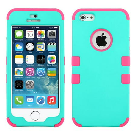 Apple iPhone SE 5S 5 Case - Wydan Tuff Hybrid Hard Shockproof Case Protective Cover Teal on