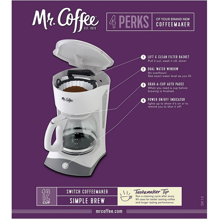  Mr. Coffee DW12 12-Cup Switch Coffeemaker, White: Drip  Coffeemakers: Home & Kitchen
