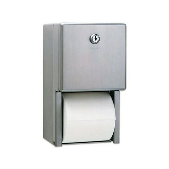 Bobrick 2-Roll Toilet Tissue Dispenser, 6 1/8" x 6" x 11", Stainless Steel