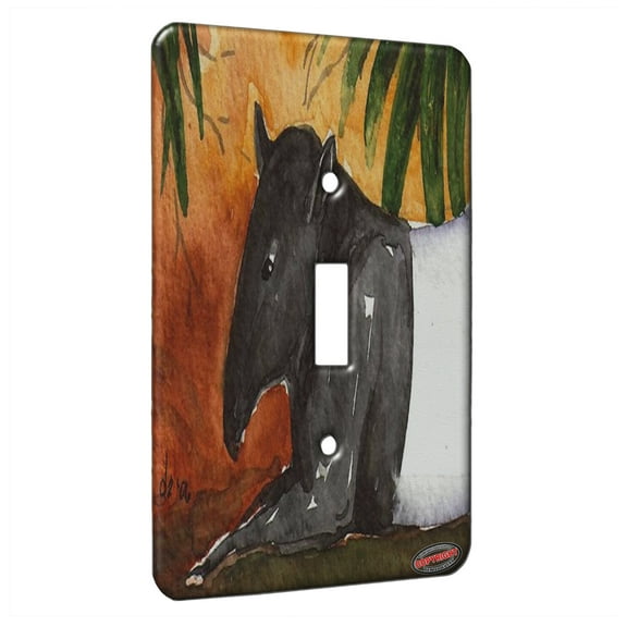 KuzmarK™ Single Gang Toggle Switch Wall Plate - Resting Tapir Wildlife Art by Denise Every
