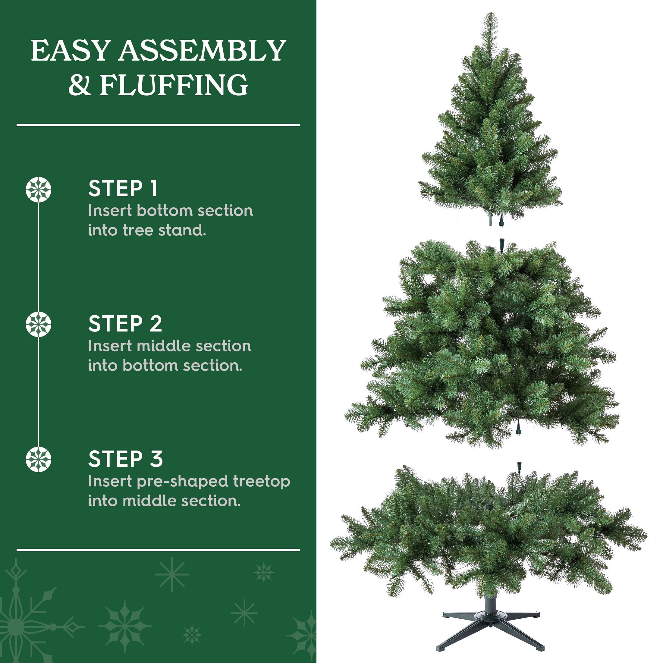 6.5' Pre-Lit Windham Spruce Green Artificial Christmas Tree with 300 Warm White LED Lights and Stand, by Holiday Time