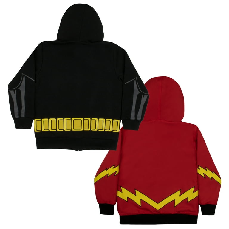 DC Flash Batman Boys Reversible Zip-Up Hoodie Jacket (Size 4-8
