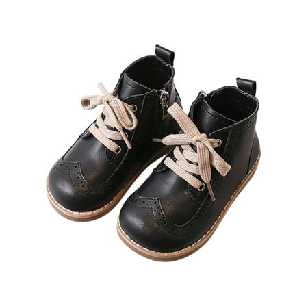 

SIMANLAN Unisex Kids Non-Slip Booties Wingtip Short Bootie School Casual Ankle Boots Black 6.5C