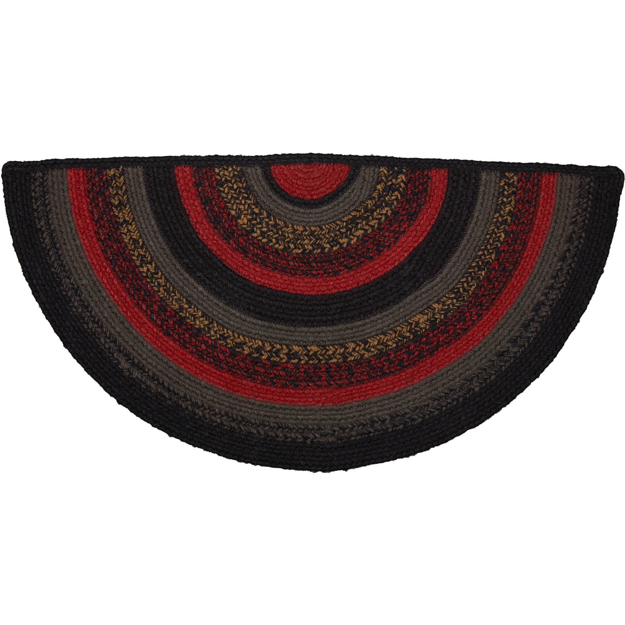 VHC Brands Cumberland Rustic Jute Rug Natural Fibers Dyed Jute Area-Rug for Entryway Kitchen Dining Living Room Floor Cover Floor Mat, Half Circle 16.5x33