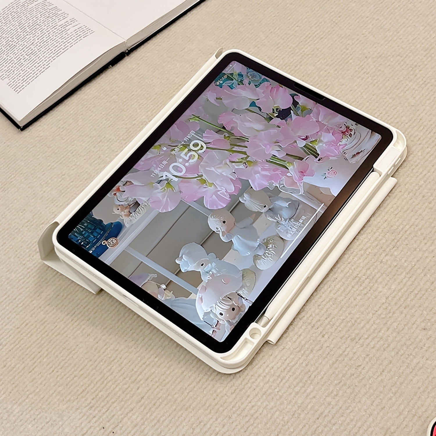Allytechgroup Apple iPad A16 11th 10th Gen Case with Pencil Holder, Slim Magnetic Stand Cover, Auto Sleep/Wake, Trifold Protective Shell Case for Apple iPad 11th Gen 11"/ iPad 10th Gen 10.9",White