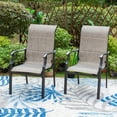 thumbnail image 6 of SUMMIT LIVING 5-Piece Outdoor Patio Dining Set with High-Back Padded Textilene Chairs & Metal Steel Round Table with Umbrella Hole, Black & Tan, 6 of 12