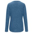 thumbnail image 5 of Aueoeo Women's V Neck Knit Shirt Henleys Tops Casual Long Sleeve Pullover Button Lightweight Sweater Spring Fashion Blouses Blue L, 5 of 7