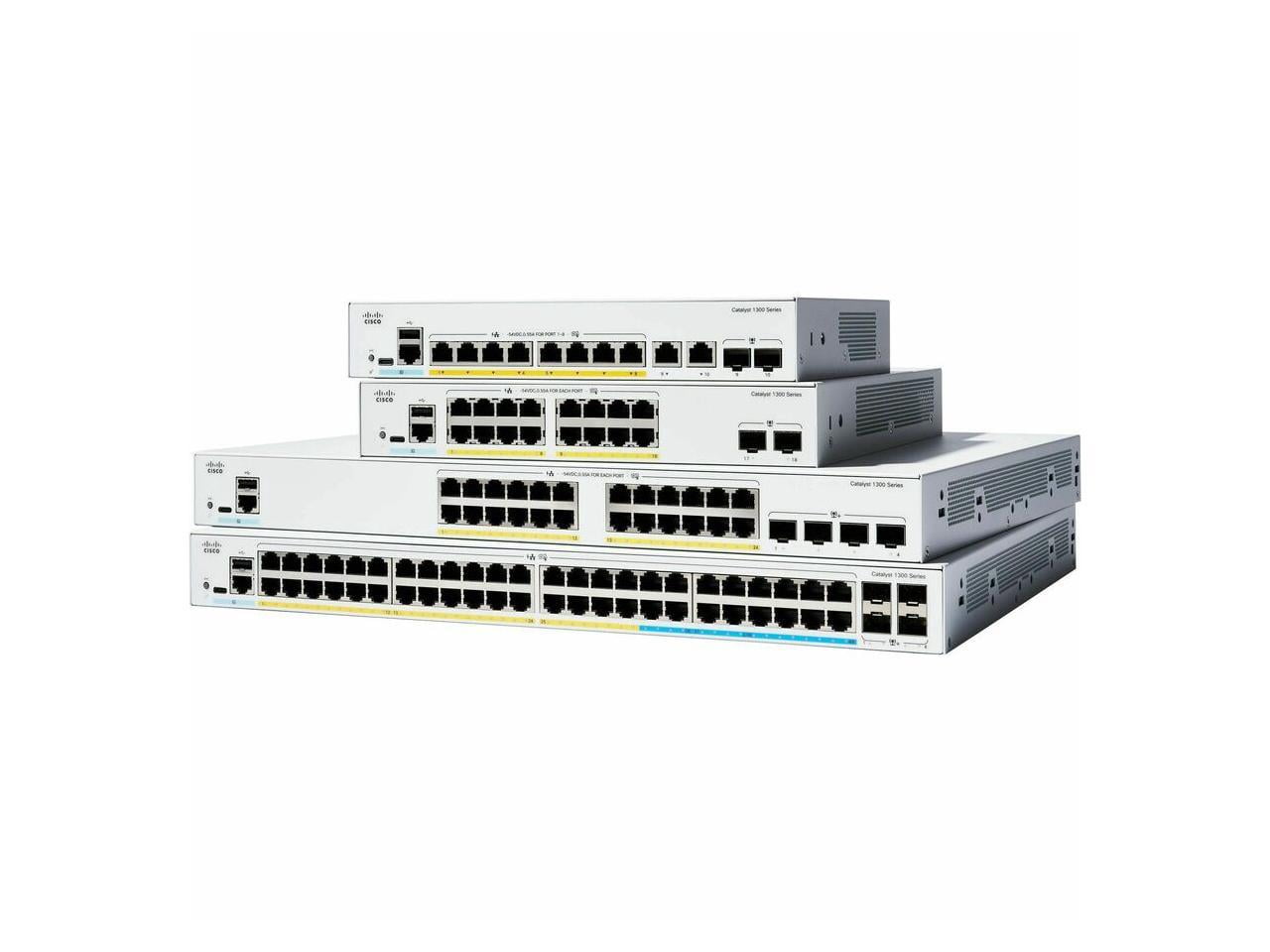 Cisco Catalyst C1300-24P-4G Ethernet Switch, 24 Ports, Manageable, Gigabit Ethernet, 10/100/1000Base-T, 1000Base-X , 3 Layer Supported