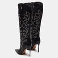 thumbnail image 6 of FSJ Women Western Pointed Closed Toe Knee High Boots Stiletto High Heel Wide Calf Pull On Long Boots Embroidery Retro Date Shoes Size 5.5 Black, 6 of 6