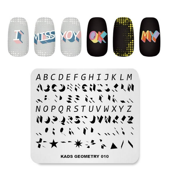 Rolabling Placa de estampado de uñas Moda Geometría Palabras Letras Estrellas Patrones Tema Patrón múltiple Estampado Imagen Sello Plantilla Nail Art para diseño de uñas