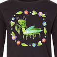 thumbnail image 4 of Inktastic Praying Mantis with Flowers and Leaves Long Sleeve Youth T-Shirt, 4 of 5