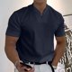 thumbnail image 2 of Hombres Casual Sólido Con Bolsillos Deportes De Manga Corta Con Cuello En V Ropa De Entrenamiento De Fitness Camiseta Top Pompotops oipoqjl34279, 2 of 8