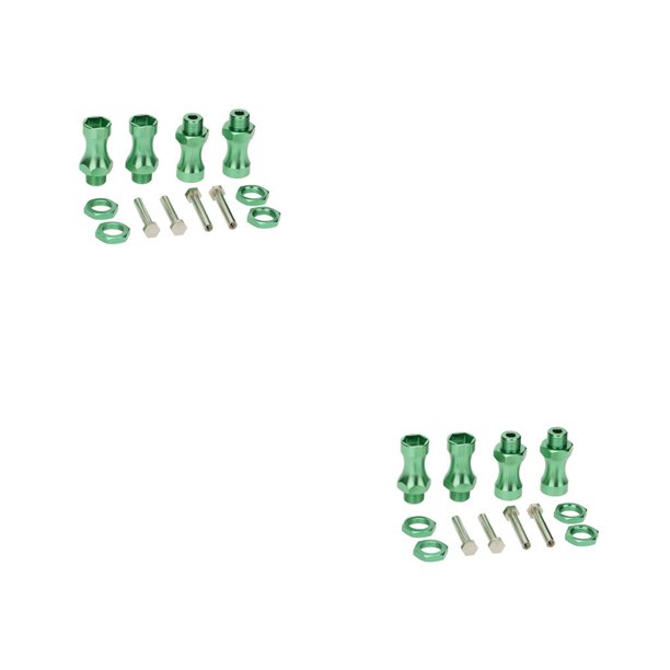 Vogacara Adaptadores hexagonales RC de 4 piezas, pieza de neumático de rueda de 12mm a 17mm, accesorios de actualización engrosados, Kit de ajuste de Verde 2piezas Vogacara CBP197906