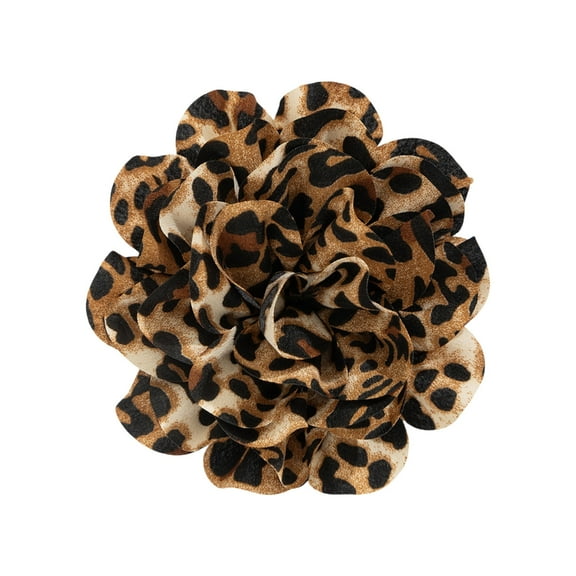 YIEMEEN Leopard Print Flower Brooch for Fashionable Women Duckbill Clip Breastpin Handmade Sweater Pin Party Gathering Accessory