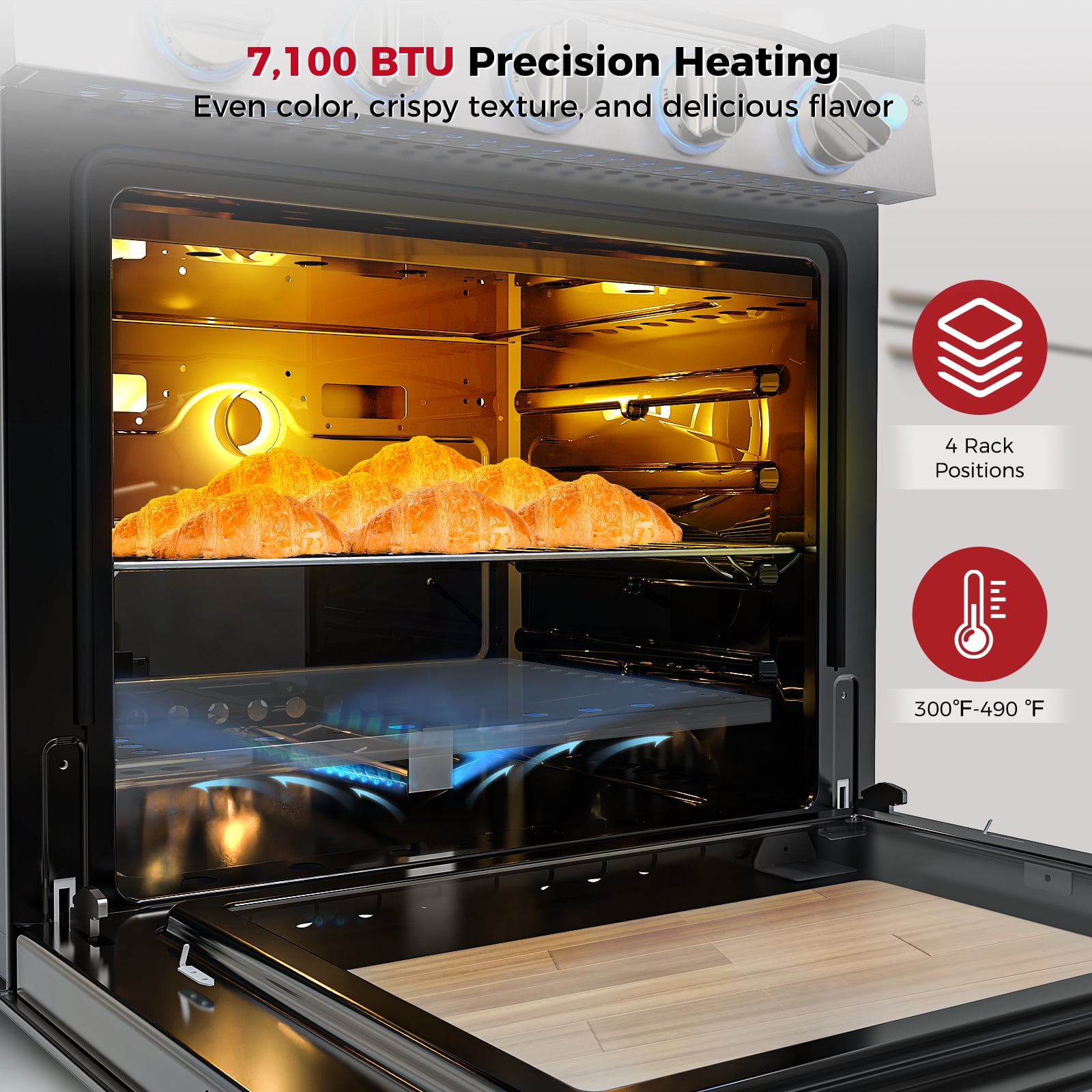 CAMPLUX 21 in. RV Propane Gas Range Oven with 3 Burners Cooktop, Propane Stove Oven Combo 28,100 BTU/Hr