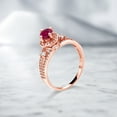 thumbnail image 3 of Gem Stone King 18K Rose Gold Plated Silver Red Created Ruby Engagement Ring for Women (1.94 Cttw, Round 5MM, Gemstone July Birthstone, Size 6), 3 of 4