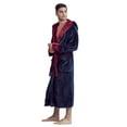 thumbnail image 2 of Men’s Hooded Shower Robe - Polyester Full-Length Warm Kimono, 2 of 6