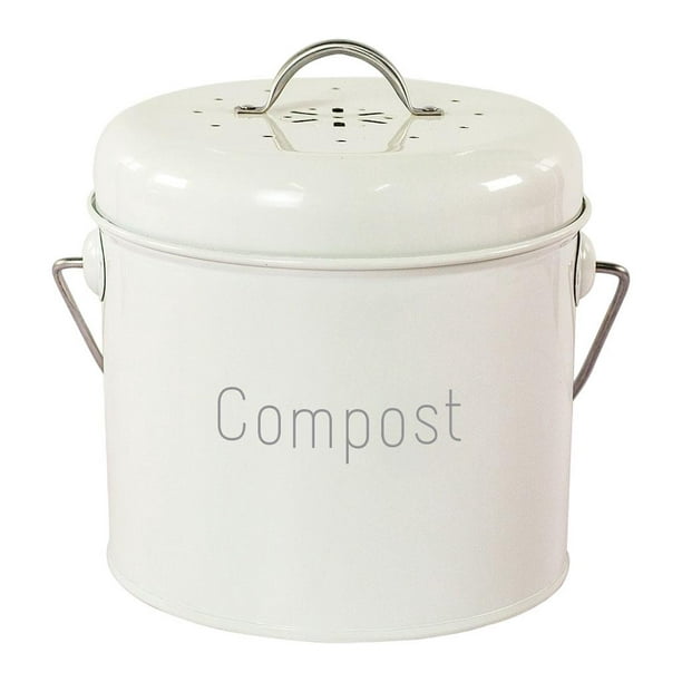 Poubelle à compost de cuisine Seau à compost intérieur pour comptoir  Poubelle à compost avec couvercle pour filtration des odeurs facile à  nettoyer, blanc laiteux 