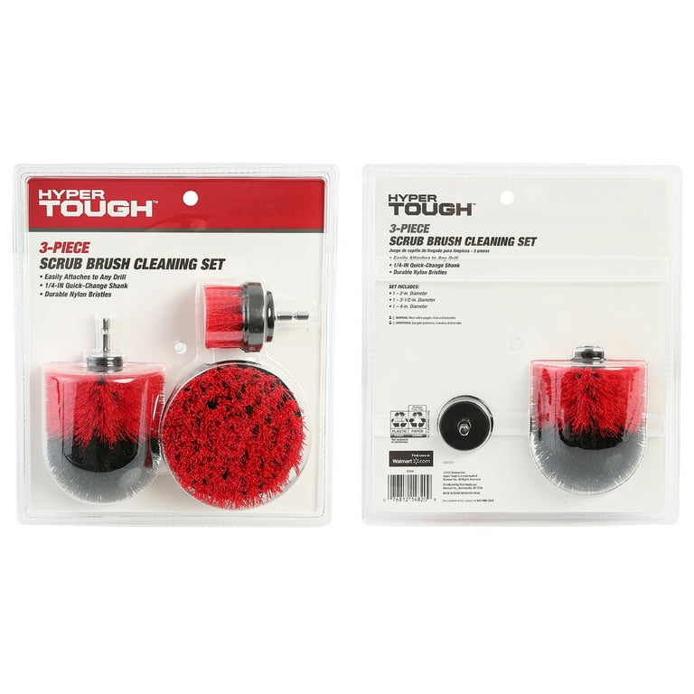Hyper Tough Nylon Scrub Brush Cleaning Attachments for Power Drill