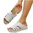 thumbnail image 4 of LOVZFMLL Wedge Sandals for Women Slip On Open Toe Comfort Walking Clogs with Arch Support Summer Casual Beach Vacation Shoes White 7, 4 of 5