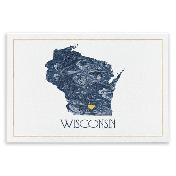 Stupell Industries Modern Wisconsin Minimal Blue Marbled Paper Silhouette Wall Plaque Art, 15 x 10, by Lil' Rue