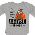 thumbnail image 4 of Inktastic I'll Just Have the Breast, Please Cute Turkey Boys or Girls Long Sleeve Baby Bodysuit, 4 of 5