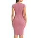 thumbnail image 3 of Vestido ajustado de lápiz para mujer Inspire Chic, con mangas cortas, formal, de longitud hasta la rodilla, talla XL, color rosa, 3 of 6