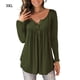 thumbnail image 1 of Camisa de mujer Botón plisado Blusa suelta Camiseta de manga larga Top, Verde militar, 3XL Scienceny AP000668-11, 1 of 7