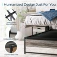 thumbnail image 6 of LINSY LIVING Full Size Platform Bed Frame with Headboard and 3 Storage Shelves, Metal Bed with Lights, Outlets & USB, Light Grey, Mattress Not Included, 6 of 7