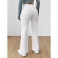 thumbnail image 2 of Women's Petite Navy Blue Textured Knit Flare Sweatpants, 2 of 10