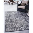 thumbnail image 2 of Unique Loom Traditional Collection Distressed Vintage Medallion Transitional Indoor and Outdoor Flatweave Area Rug, 5 x 8 Feet, Dark Gray/Ivory, 2 of 2