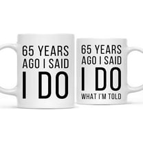 CTDream Funny 65th Wedding Anniversary 11oz. Couples Coffee Mug Gag Gift, 65 Years Ago I Said I Do, I Said I Do What I'm Told, 2-Pack with Gift Box for Husband Wife Parents