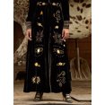 thumbnail image 3 of Gabardina de terciopelo suave con cuello en V para mujer, Abrigo largo con patrón de Luna larga, cinturón de otoño, abrigo de terciopelo elegante de estilo británico, alta calidad, 3 of 4