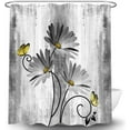 thumbnail image 3 of Rustic Farmhouse Shower Curtain, Farm Gray Grey Daisy Floral Flowers and Butterfly on Country Wooden Shower Curtain for Bathroom, Gray White Yellow Shower Curtain with 12PCS Hooks, 70X84IN, 3 of 6