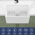 thumbnail image 3 of Farmhouse Sink, 24 Inch x 16 Inch White Farm Sink Small Farmhouse Kitchen Sink Apron Sink, 24" Kitchen Sink Single Bowl Prep Bar Sink, Laundry Sink with Bottom Grid and Strainer Drain, 3 of 4