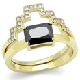 thumbnail image 1 of Alamode TK3127-5 Bague en Acier Inoxydable Or IP pour Femmes avec Diamant Noir de Qualité AAA CZ - Taille 5, 1 of 1